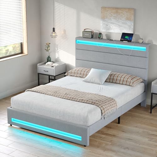 CollaredEagle Queen Bed Frame with Charging Station