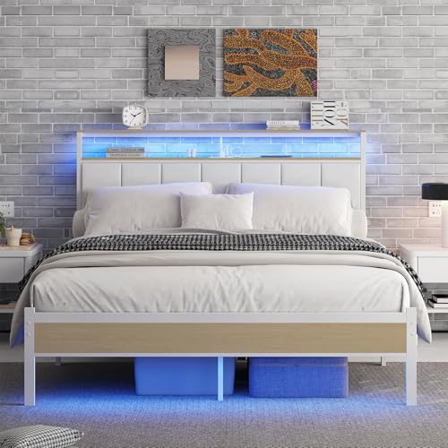CollaredEagle Queen Size Bed Frame with LED Lights